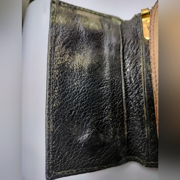 Miu Miu Madras Bicolore Key Holder Small Wallet Card Holder Black Cream Vintage - Picture 6 of 13